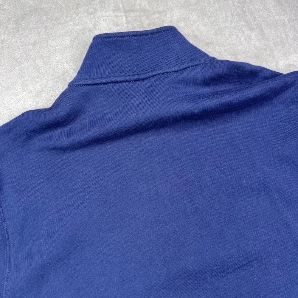 J.Crew Quarter-Zip Pullover Mens Large Navy‎ Blue Striped Trim Cotton Sportswear